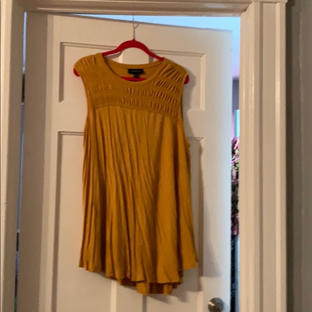 Lane Bryant tunic tank mustard yellow w/ruching